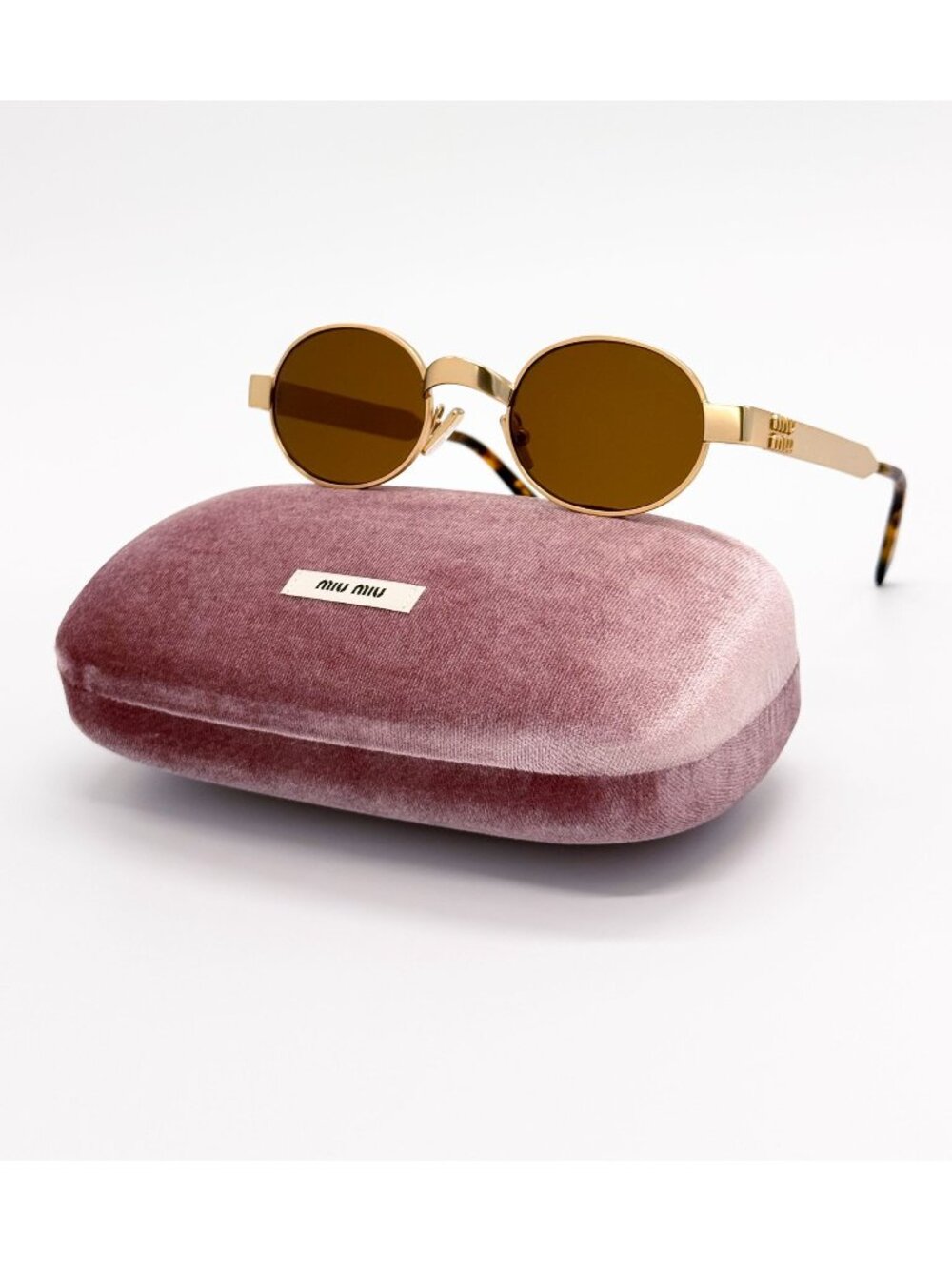 New Miu Miu MUB51S 22M20V Gold Women Round Sunglasses SMU B51